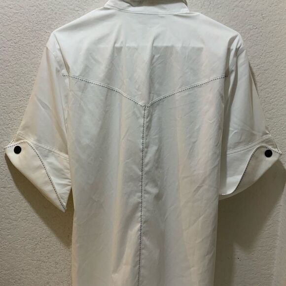 NWOT Foxcroft New York white button down blouse with black stitches size 6 - Picture 4 of 8